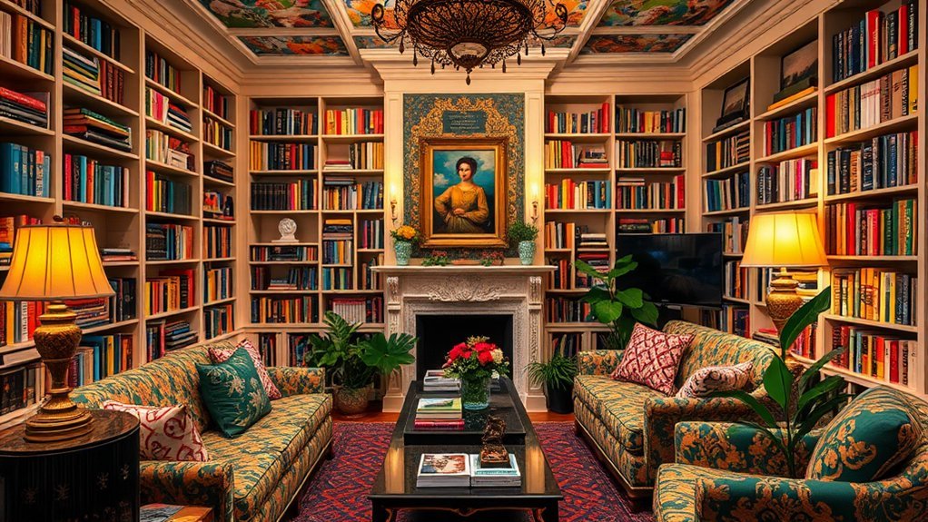 vibrant patterns maximalist library