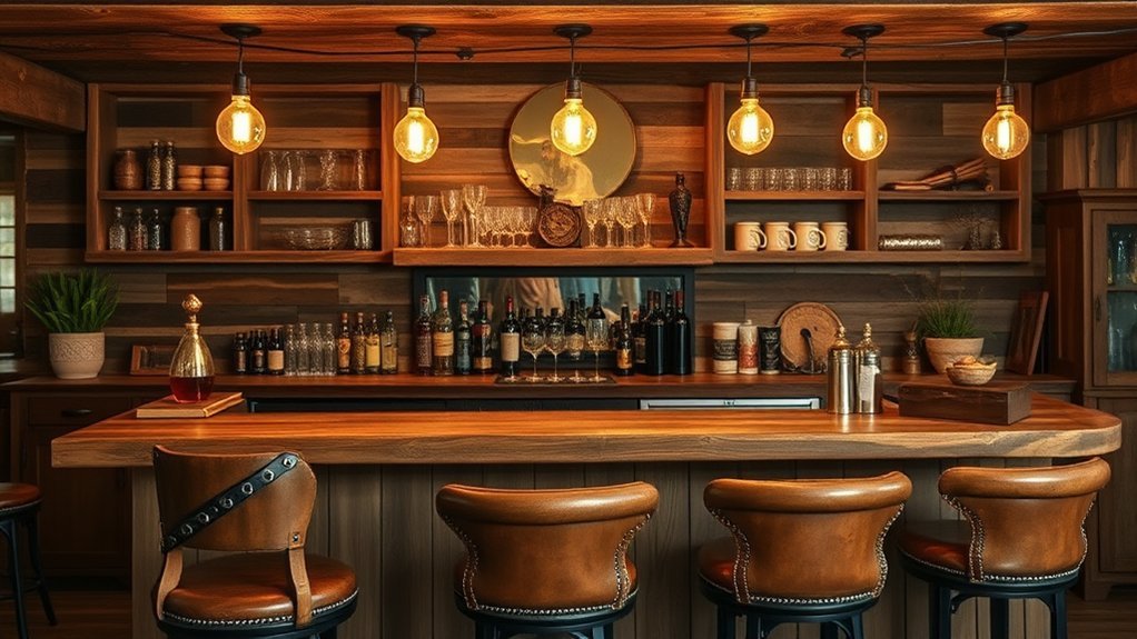 warm rustic farmhouse bar