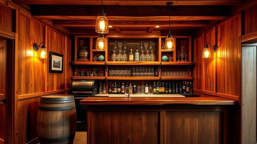 warm wood rustic bar elements