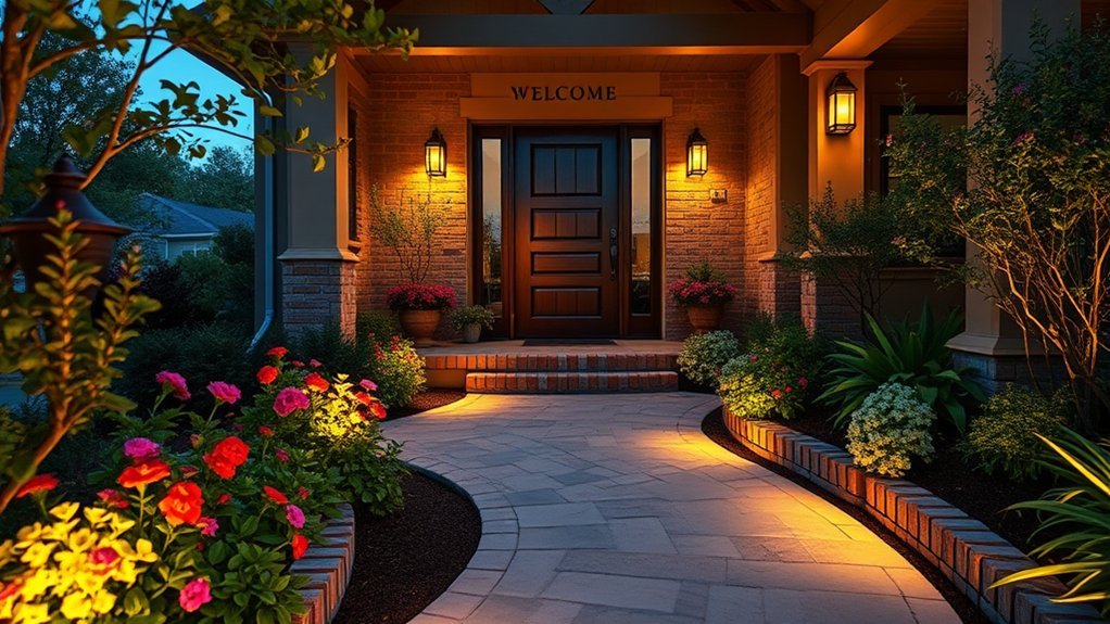 welcoming front entrance lighting