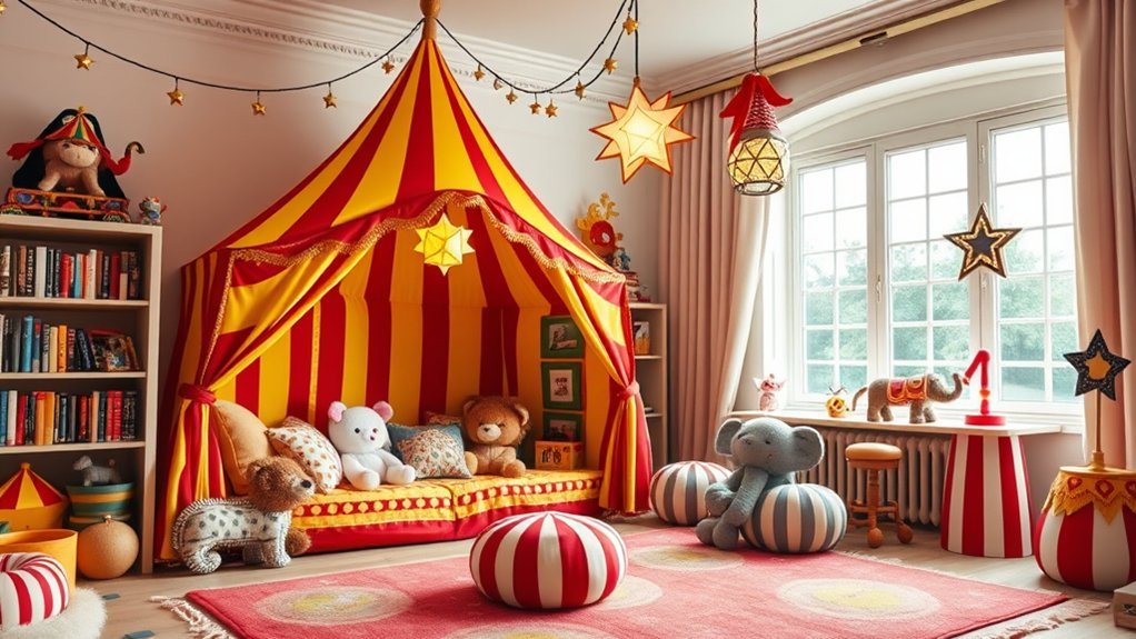 whimsical circus reading area