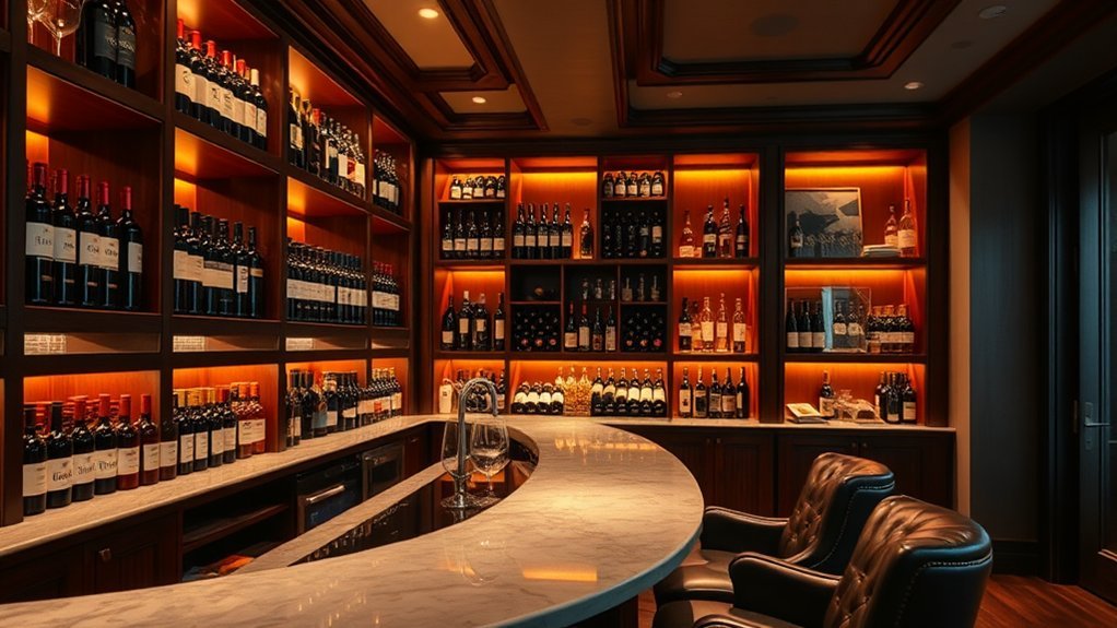 ambient wine display shelves