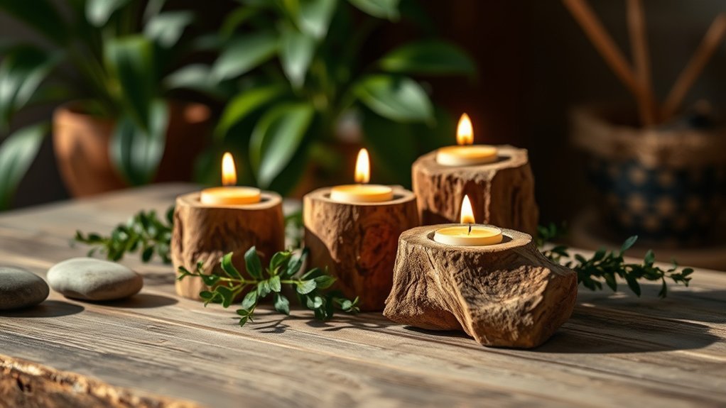 beachy driftwood candle holders