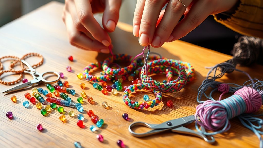 beaded friendship bracelet making