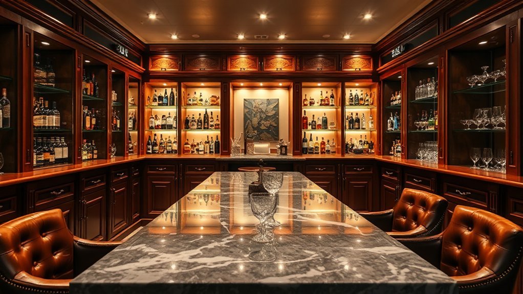 bespoke organized basement bar