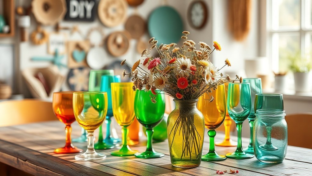 colorful diy glassware project