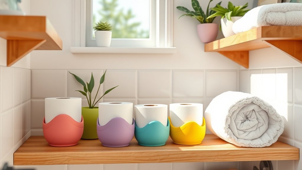 conveniently placed toilet roll holders