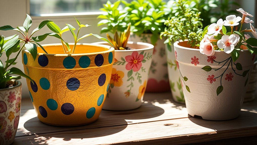 creative painted flower pots