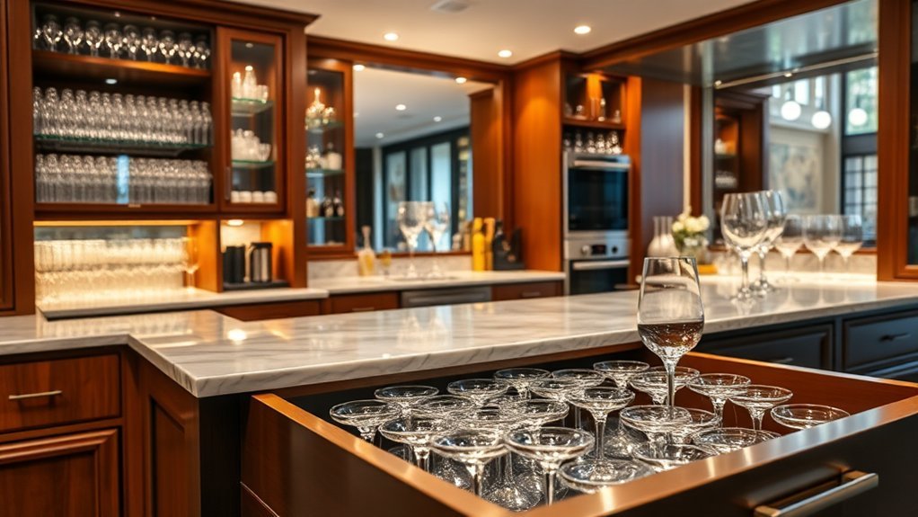 custom glassware drawer setup