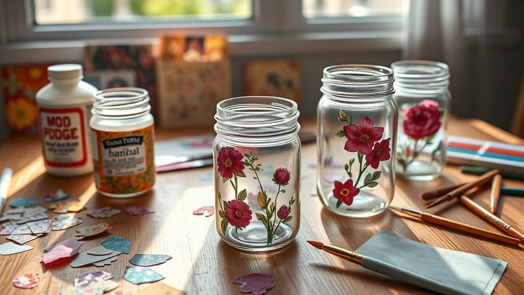 decoupage jars with creativity
