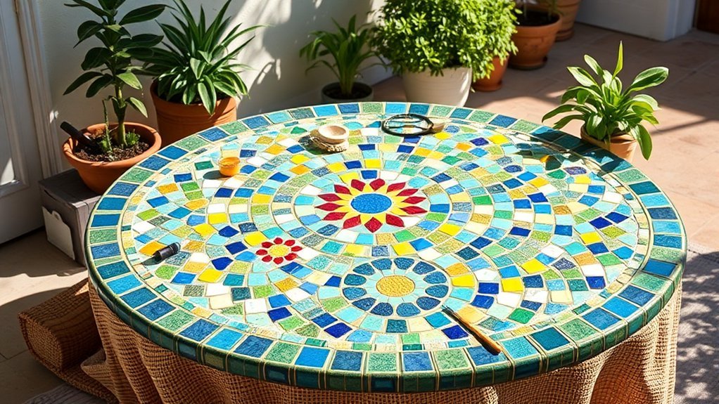 diy colorful mosaic table