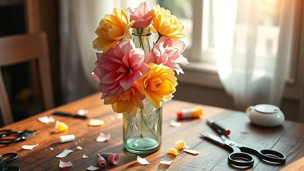 eco friendly bottle centerpieces