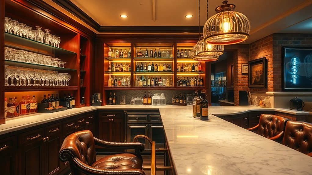elegant cozy basement bar