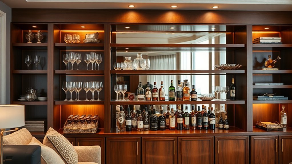 elegant hidden bar shelving