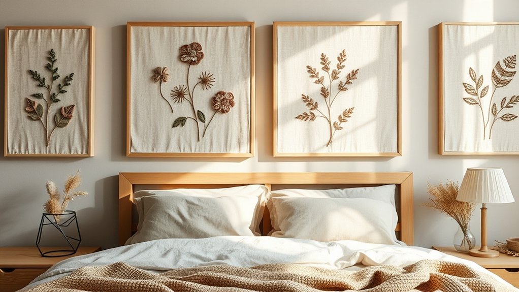 embroidered textile wall art