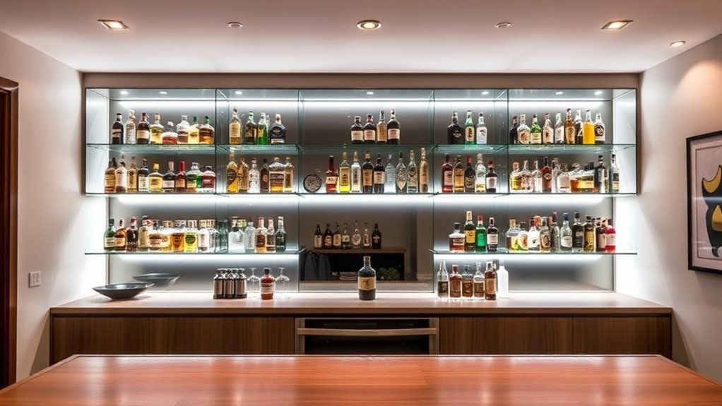 floating led bar cabinets