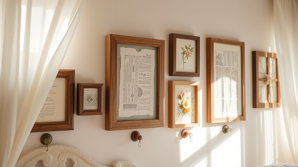 framed fabric and glass knobs