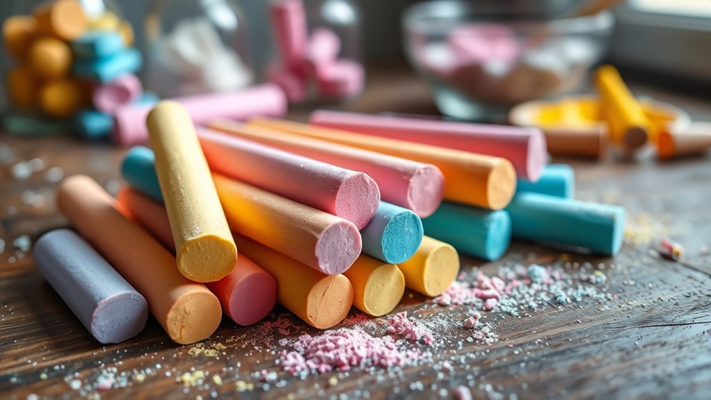 homemade colorful chalk creation