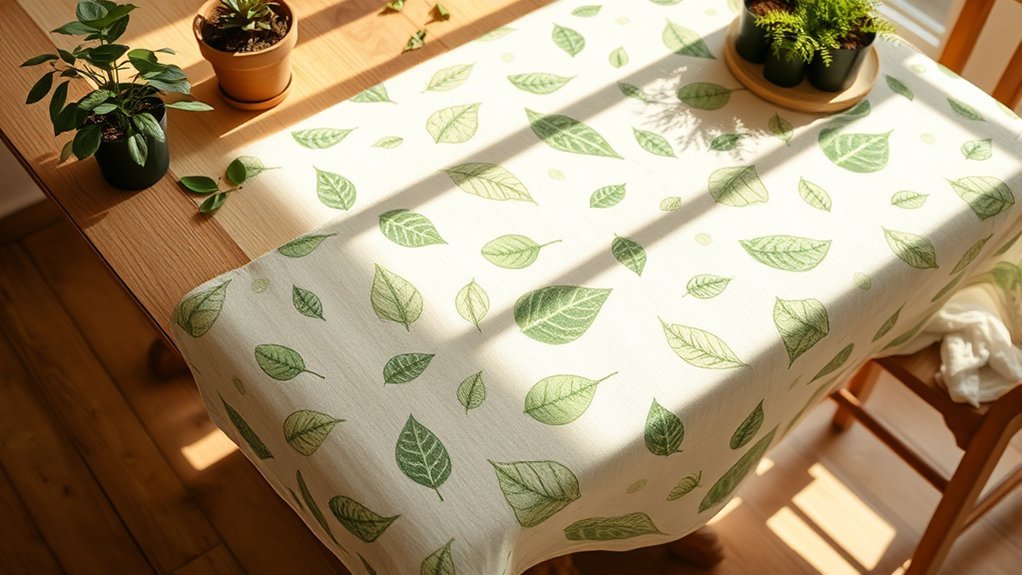 leaf printed tablecloth design