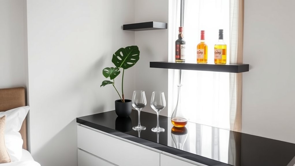 minimalist bedroom bar nook