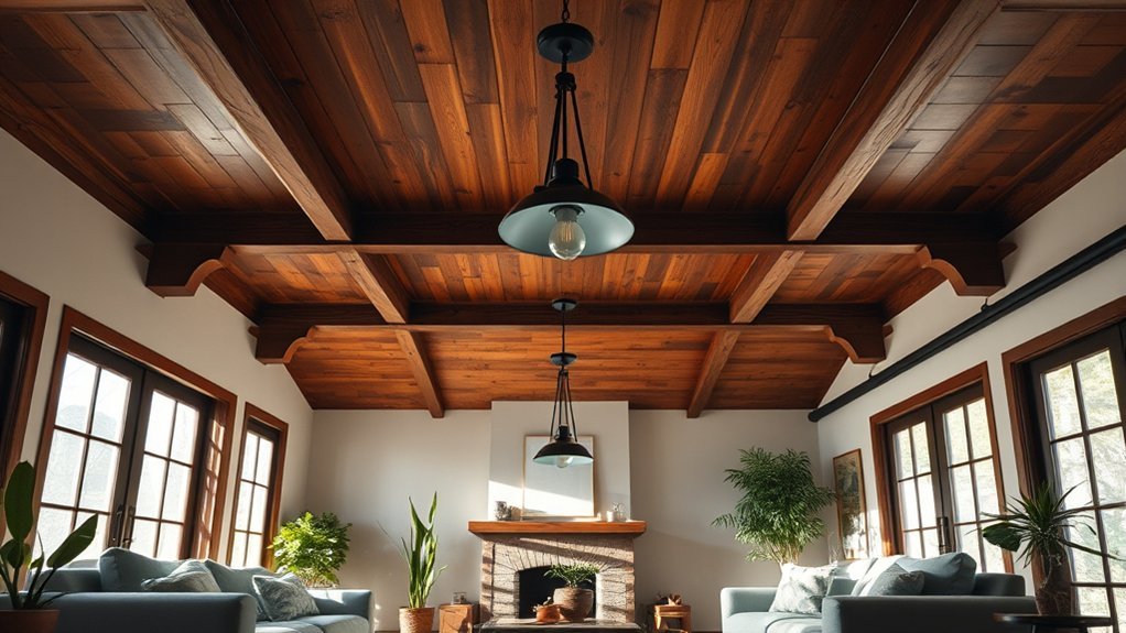 moody wooden ceiling makeover
