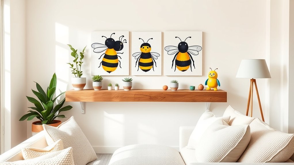 playful bumblebee wall art