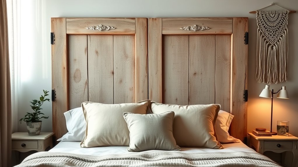 repurposed door headboard diy