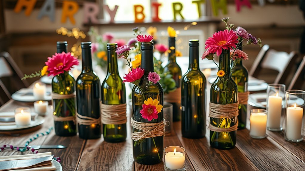 rustic wine bottle centerpieces