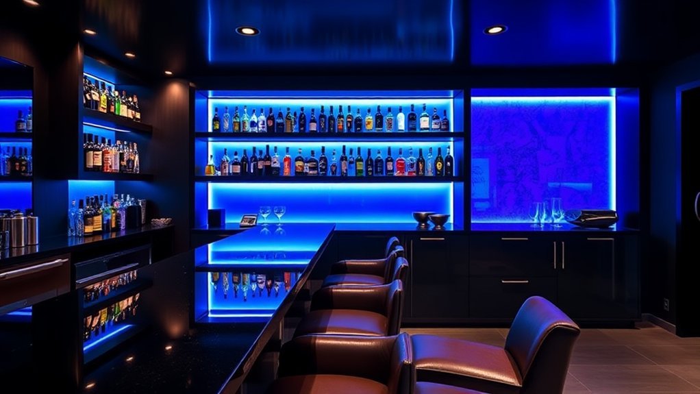 sleek led accented modern bars