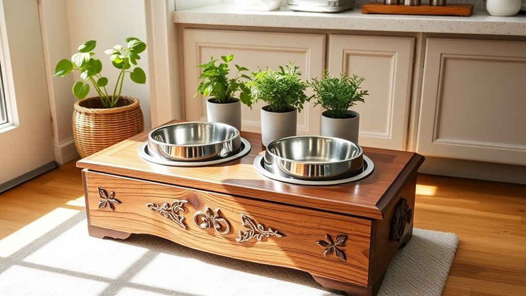stylish custom pet feeding station
