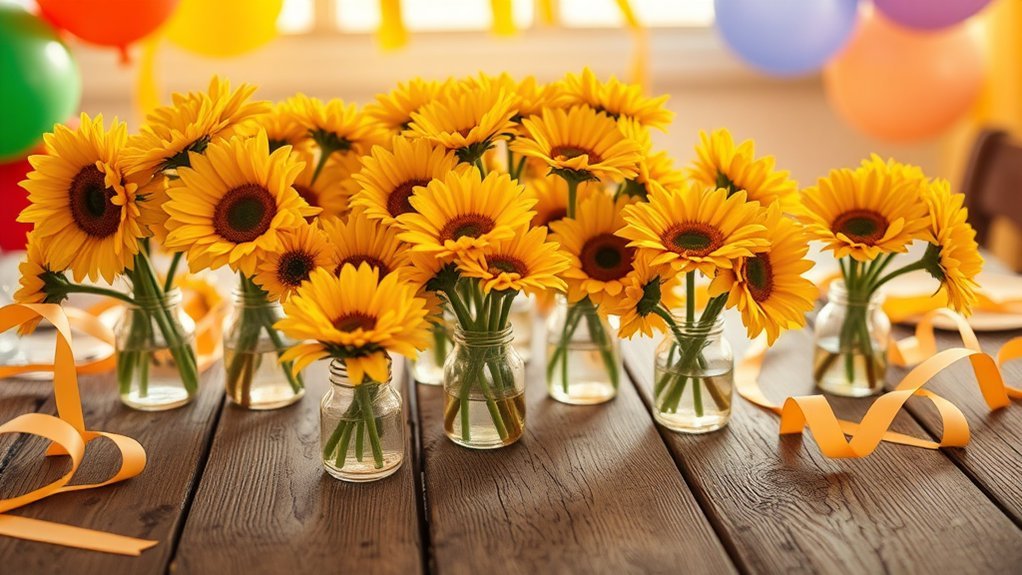 sunny blooms in vases