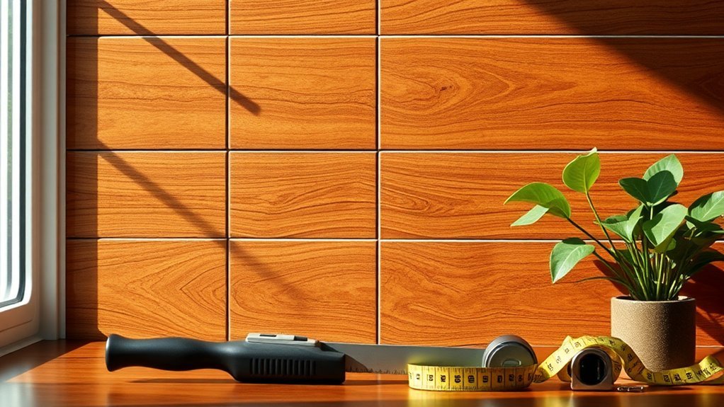 teak tiles enhance bathroom elegance