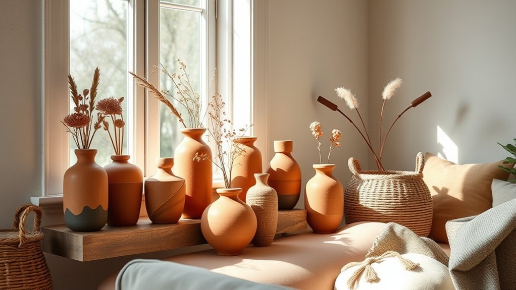 terracotta vases enhance decor