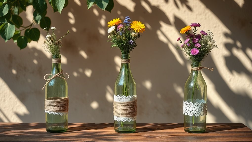 upcycled glass bottle vases